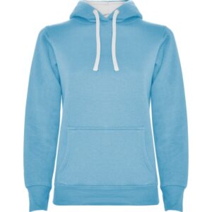 Sudadera entallada de señora con capucha bicolor